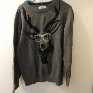 Children's Grey Moose In Glasses Sweater